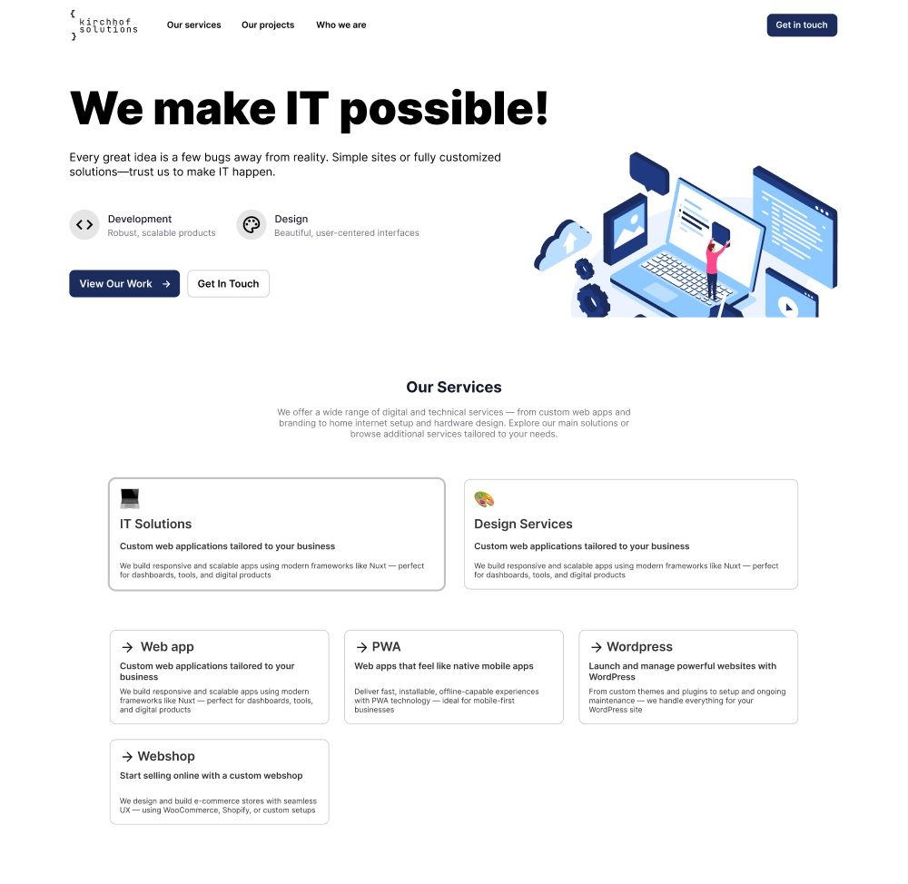 Kirchhof Solutions landing page