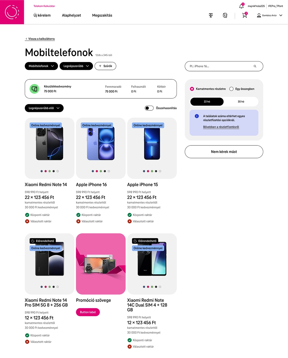 After: redesigned device listing page