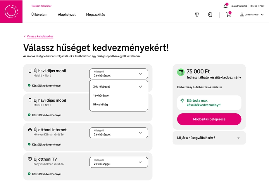 Loyalty discount selection screen